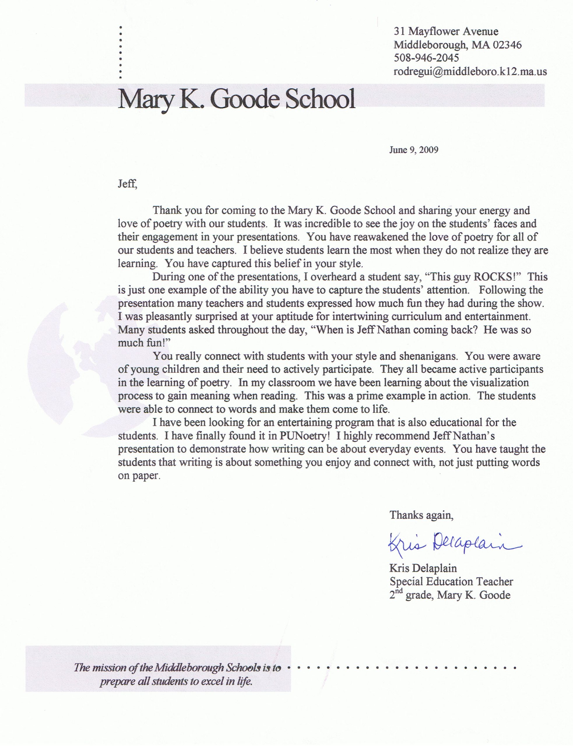 Sample Letter Of Recommendation For Gifted Student 