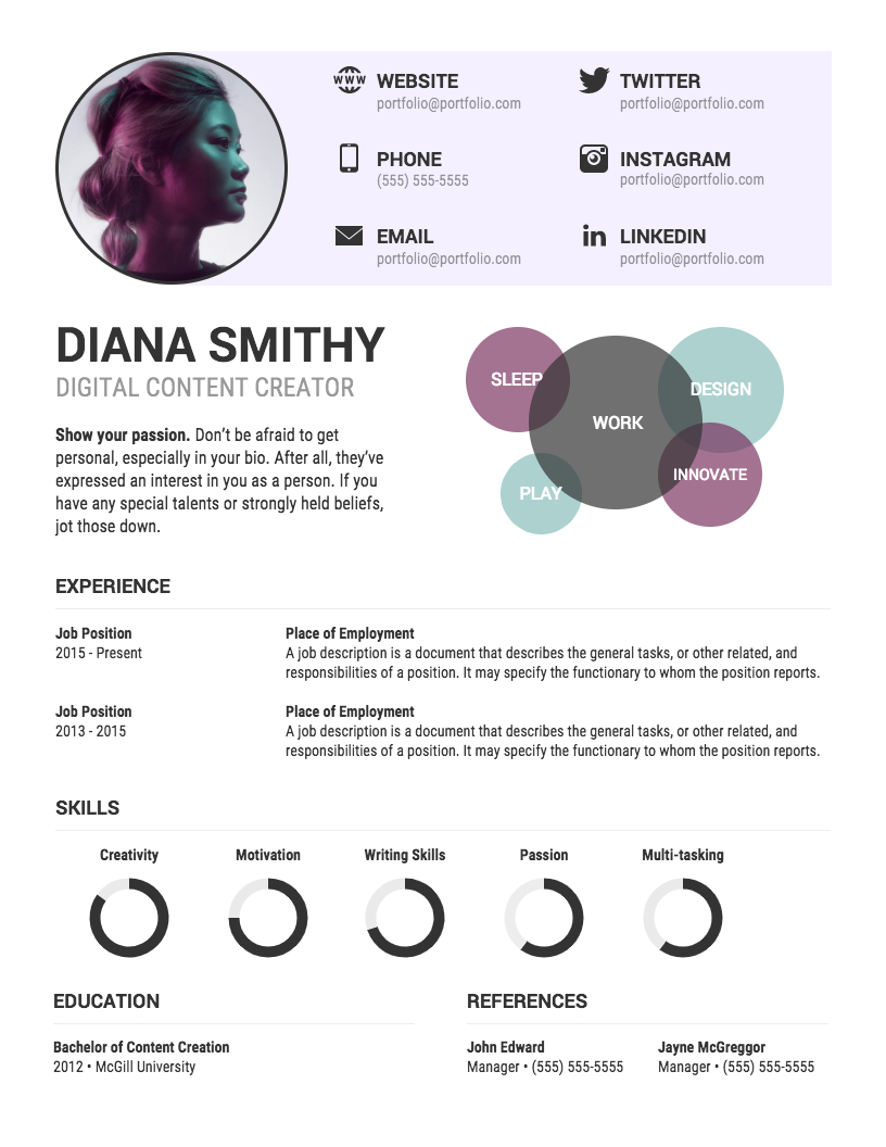 Infographic Resume Template Venngage intended for dimensions 816 X 1056