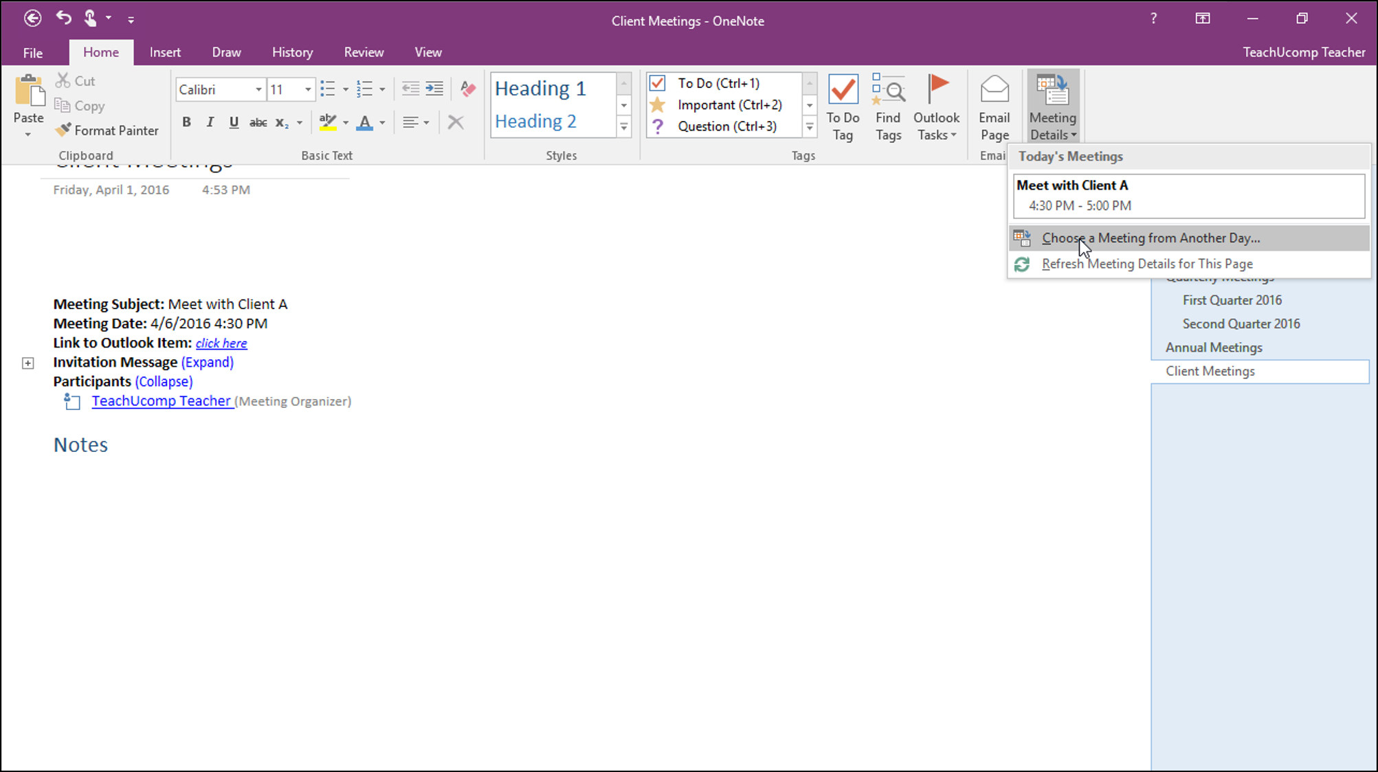 Insert Outlook Meetings In Onenote Tutorial And Instructions intended for size 2005 X 1124