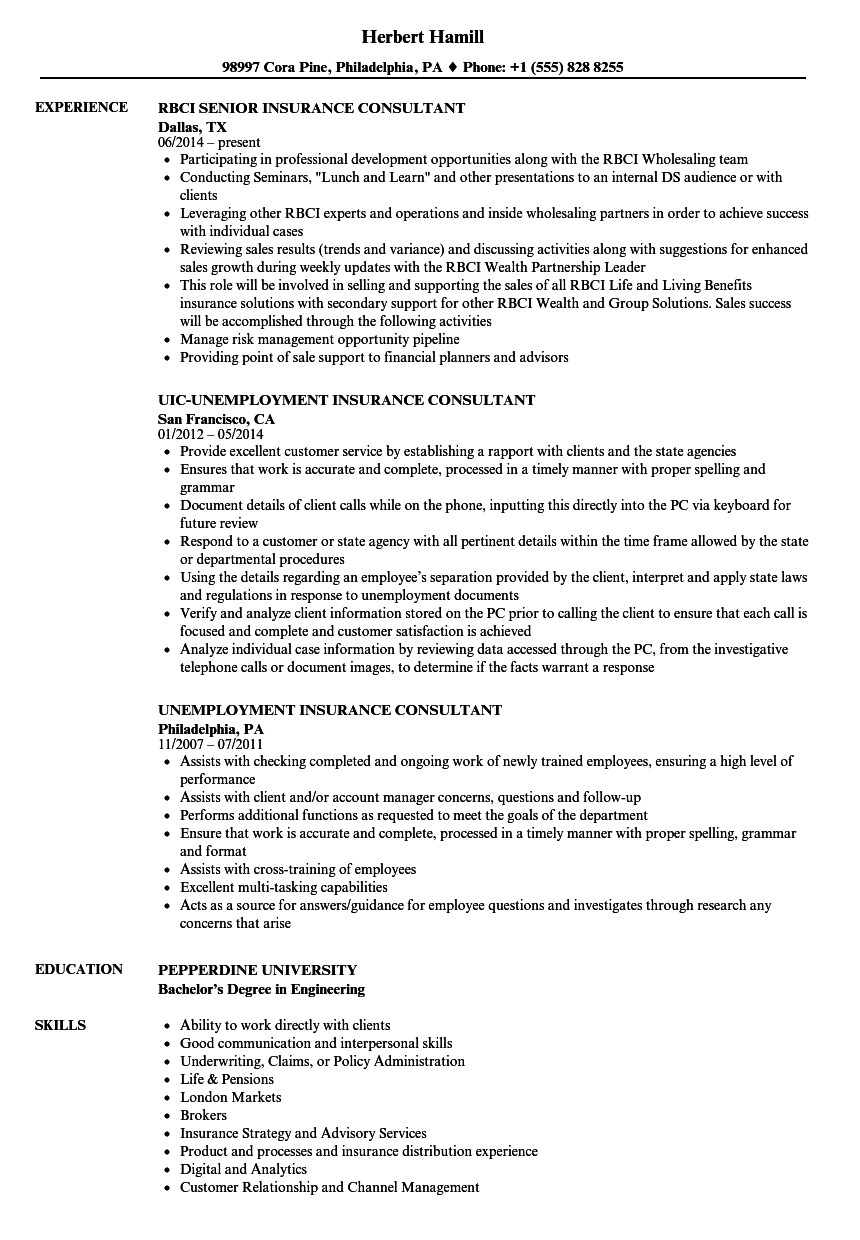 Insurance Consultant Resume Samples Velvet Jobs regarding size 860 X 1240