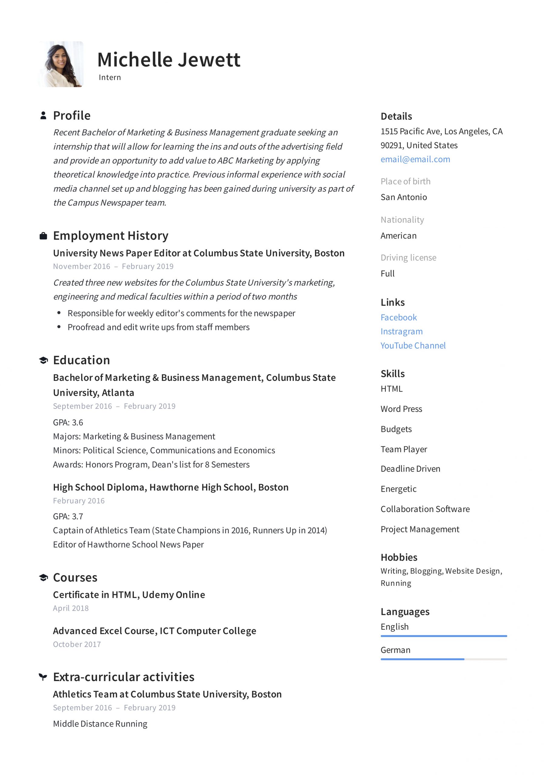 Intern Resume Writing Guide 12 Samples Pdf 2020 with regard to sizing 2478 X 3507