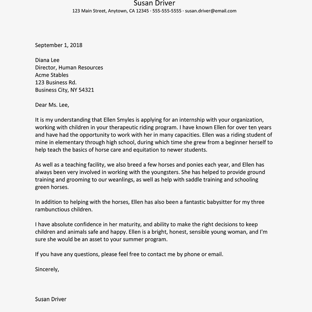Internship Recommendation Letter Examples Enom pertaining to measurements 1000 X 1000