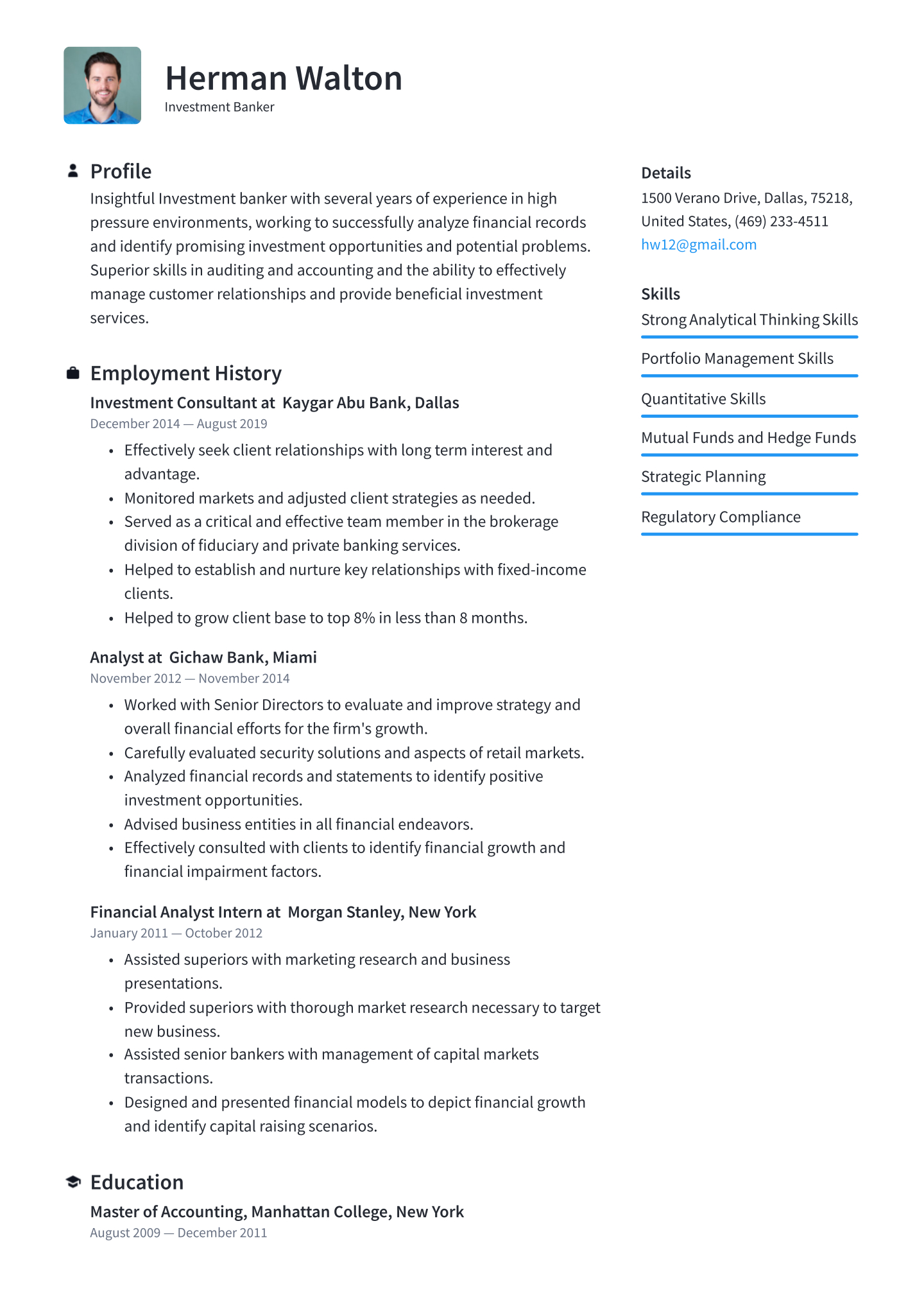 Investment Banker Resume Examples Writing Tips 2020 Free with regard to measurements 1440 X 2036