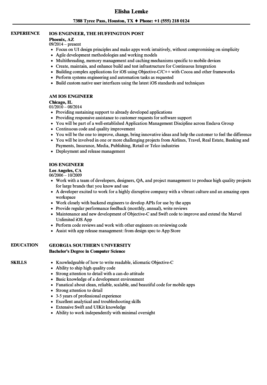 Ios Engineer Resume Samples Velvet Jobs throughout dimensions 860 X 1240