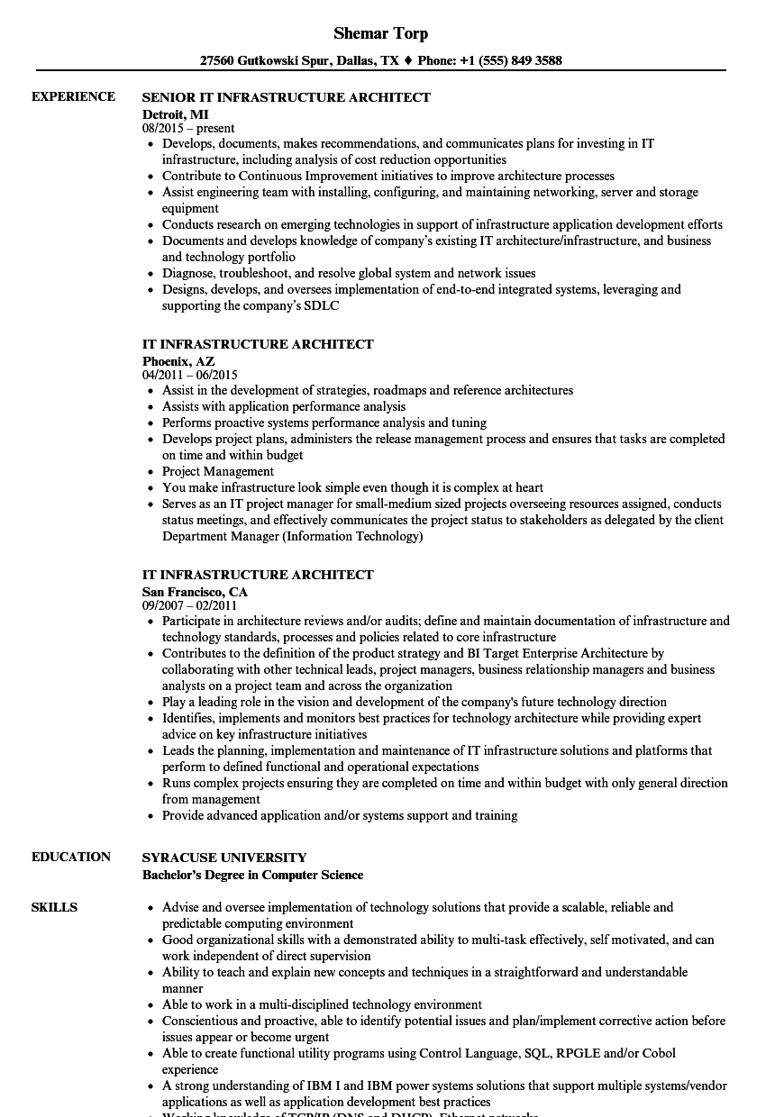 It Infrastructure Architect Resume Samples Velvet Jobs inside dimensions 860 X 1240