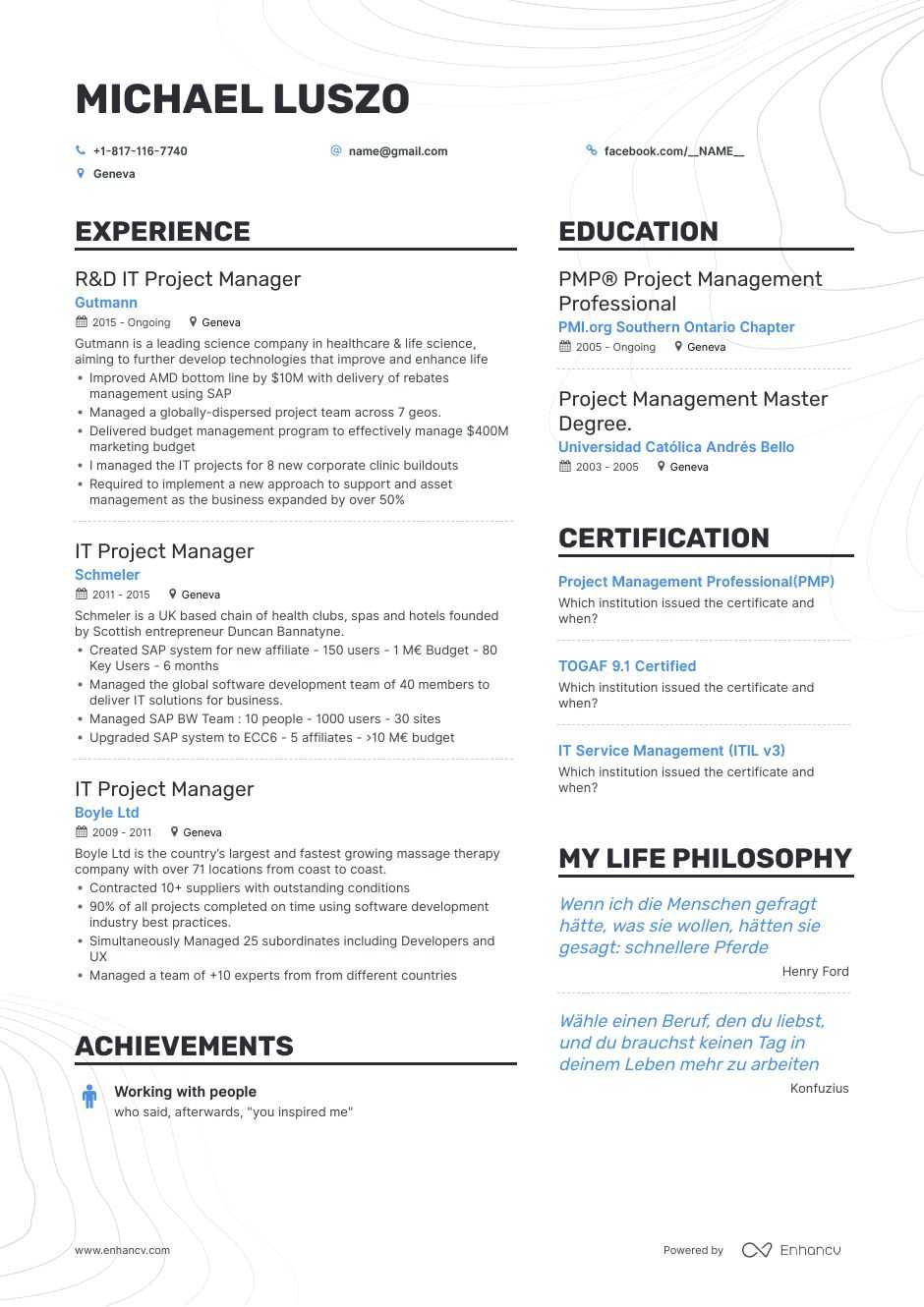 Pmp Certified Resume Template • Invitation Template Ideas