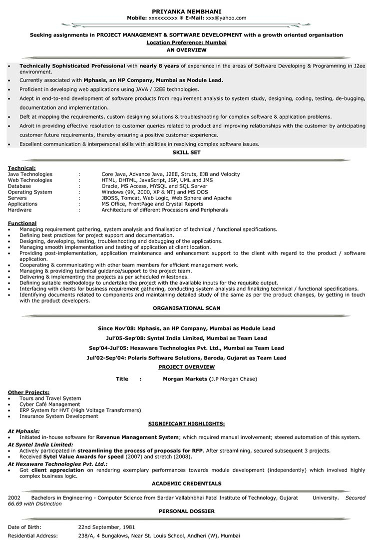 It Resume Format Resume Samples For It It Cv Format within dimensions 747 X 1098