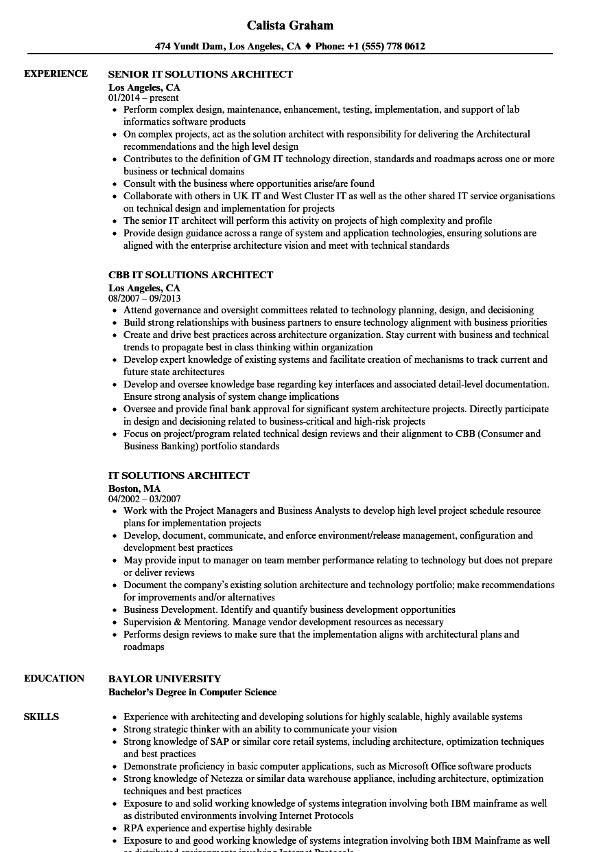solutions architect resume