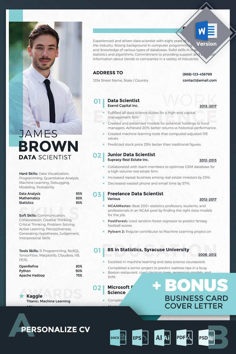 James Brown Data Scientist Resume Template 69713 with regard to dimensions 800 X 1200