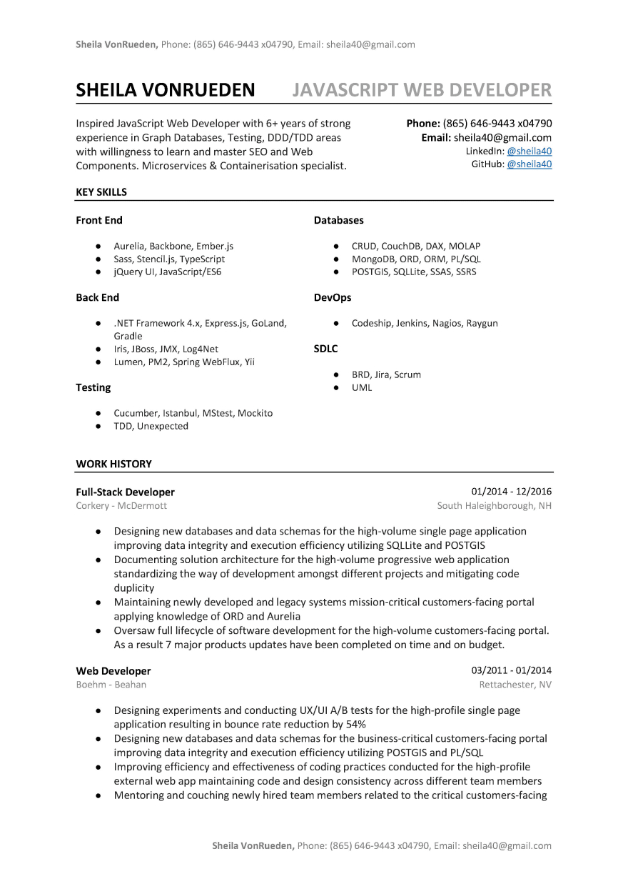Javascript Developer Resume Sample Template Ab Tested within sizing 880 X 1244