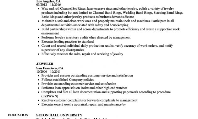 Jeweler Resume Samples Velvet Jobs intended for size 860 X 1240