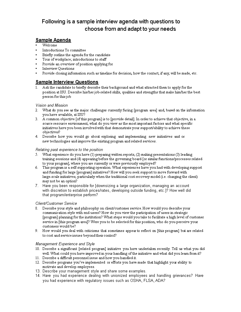 Job Interview Agenda Templates At Allbusinesstemplates pertaining to proportions 816 X 1056