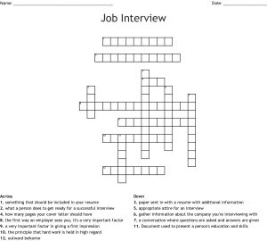 Job Interview Crossword Wordmint throughout size 1121 X 1008