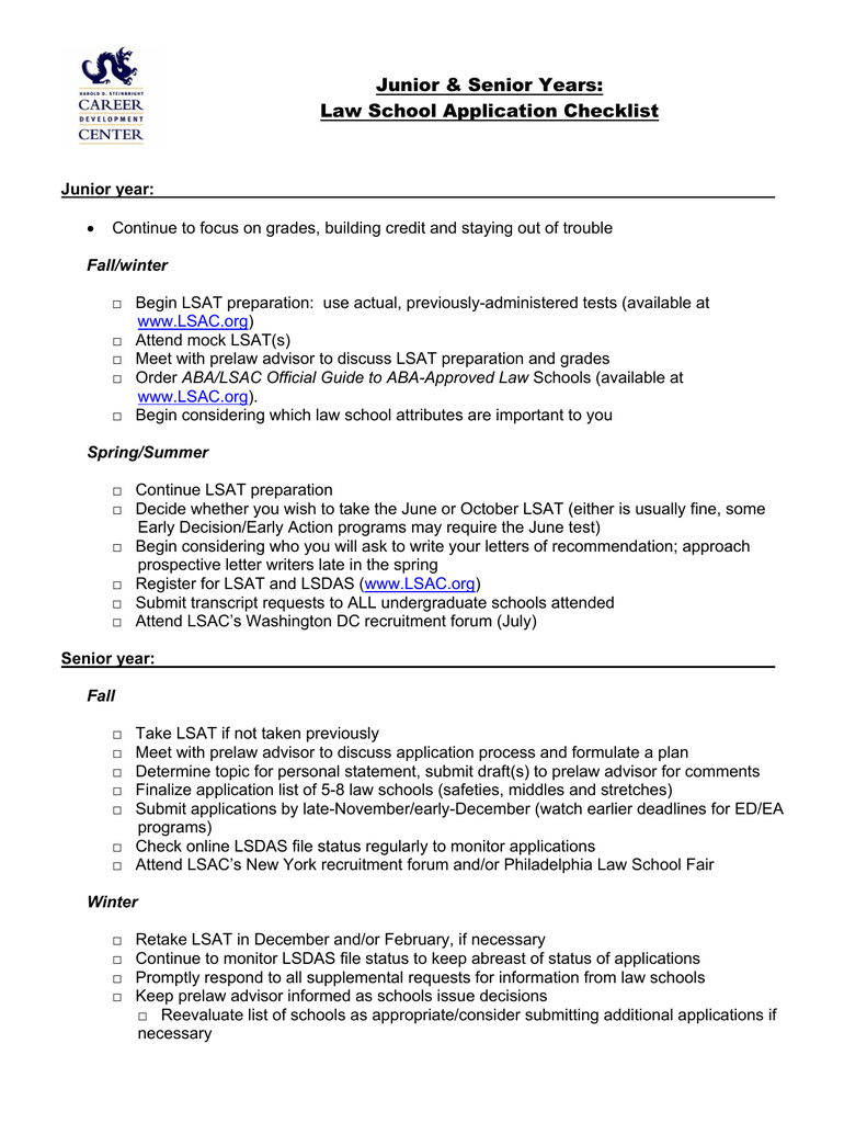 Junior Amp Senior Years Law School Application Checklist regarding proportions 791 X 1024