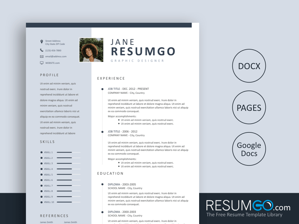 Kastor Hawkes Blue Sidebar Resume Template Resumgo intended for dimensions 1024 X 768