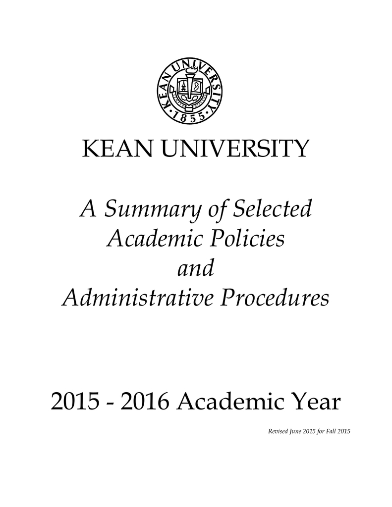 Kean University A Summary Of Selected Academic Policies And regarding size 791 X 1024