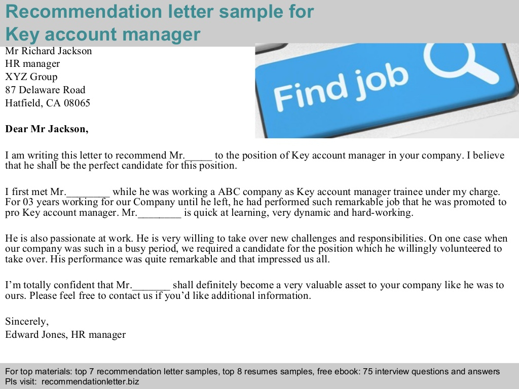 Key Account Manager Recommendation Letter throughout dimensions 1024 X 768