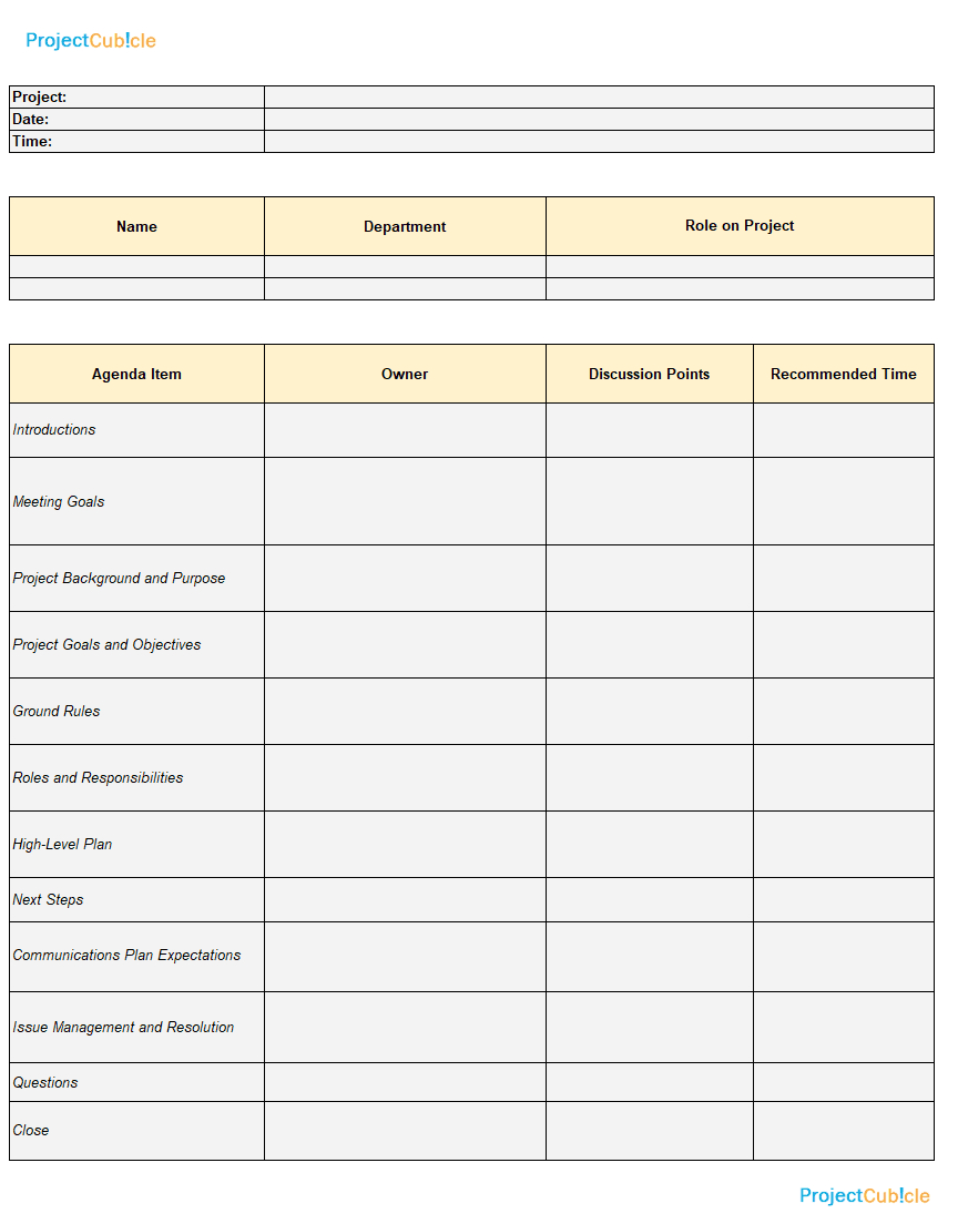 Kickoff Meeting Agenda Template For Successful Projects for sizing 864 X 1104