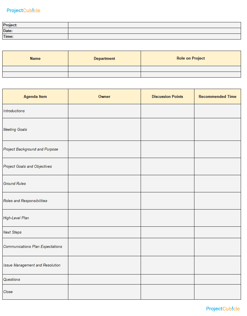 Kickoff Meeting Agenda Template For Successful Projects regarding proportions 864 X 1104