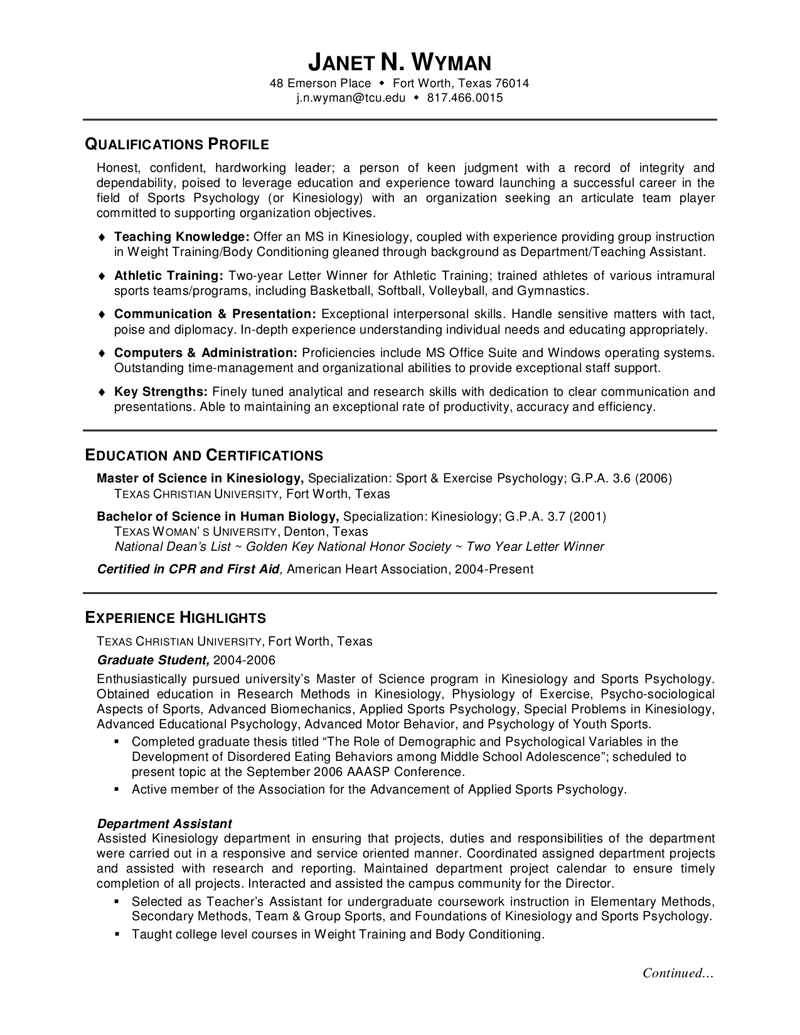 Kinesiology Resume throughout sizing 800 X 1035