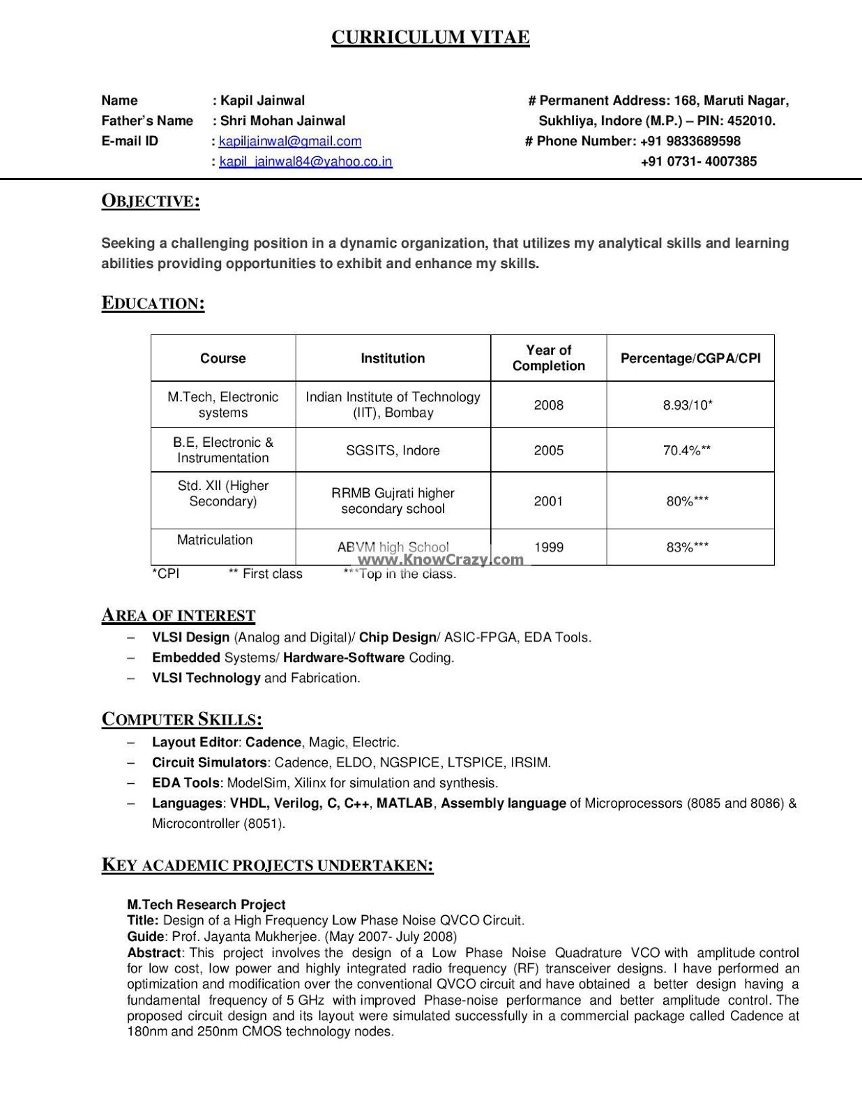 Knowcrazy Iit Bombay Resume Example With Pics with regard to sizing 1236 X 1600