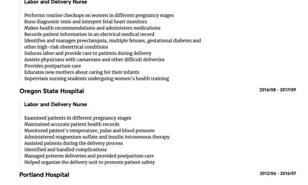 Labor And Delivery Nurse Resume Samples All Experience inside size 1650 X 2514