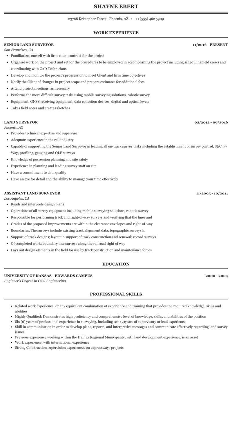 Land Surveyor Cv Template • Invitation Template Ideas