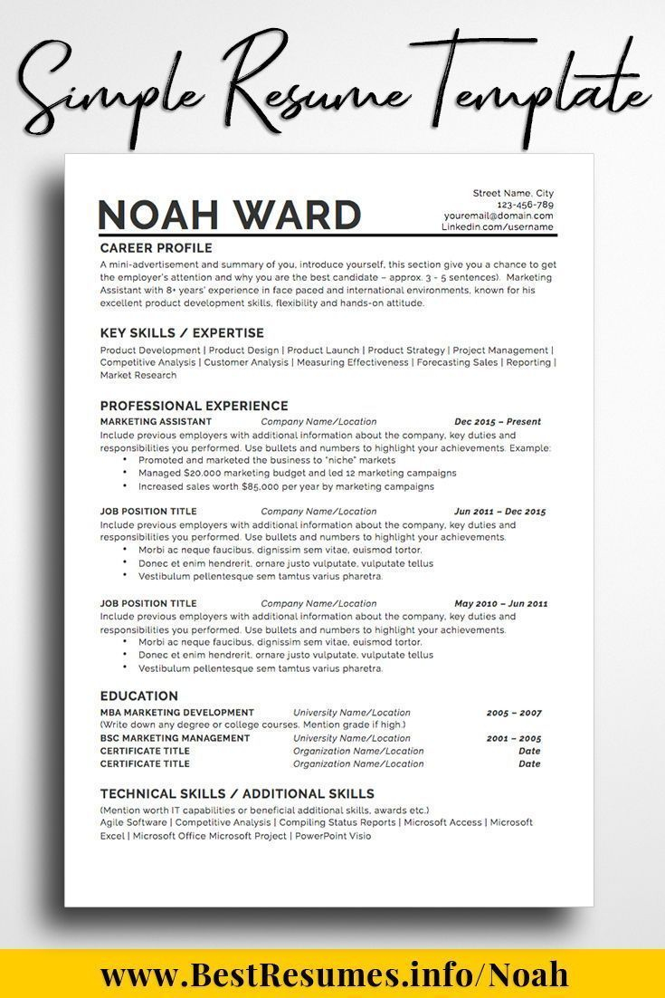 Land The Job With This Simple Resume Template One Page regarding size 735 X 1102