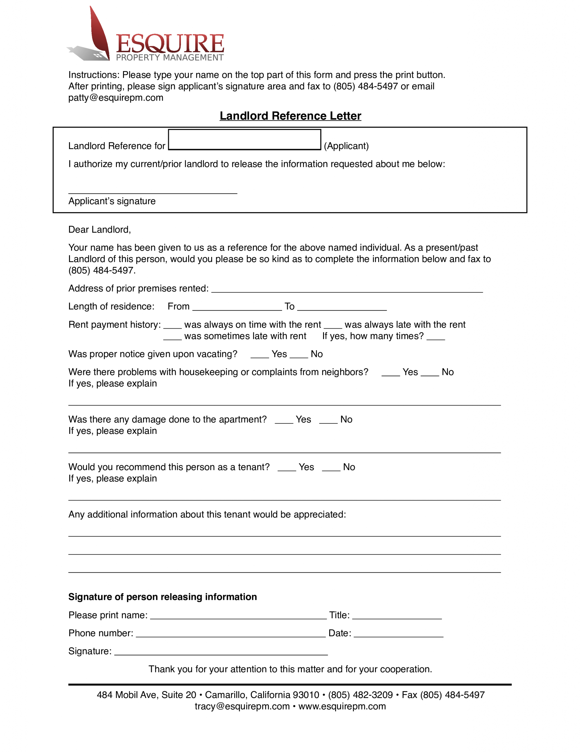 Landlord Letter Of Reference Sample Templates At throughout sizing 2550 X 3300