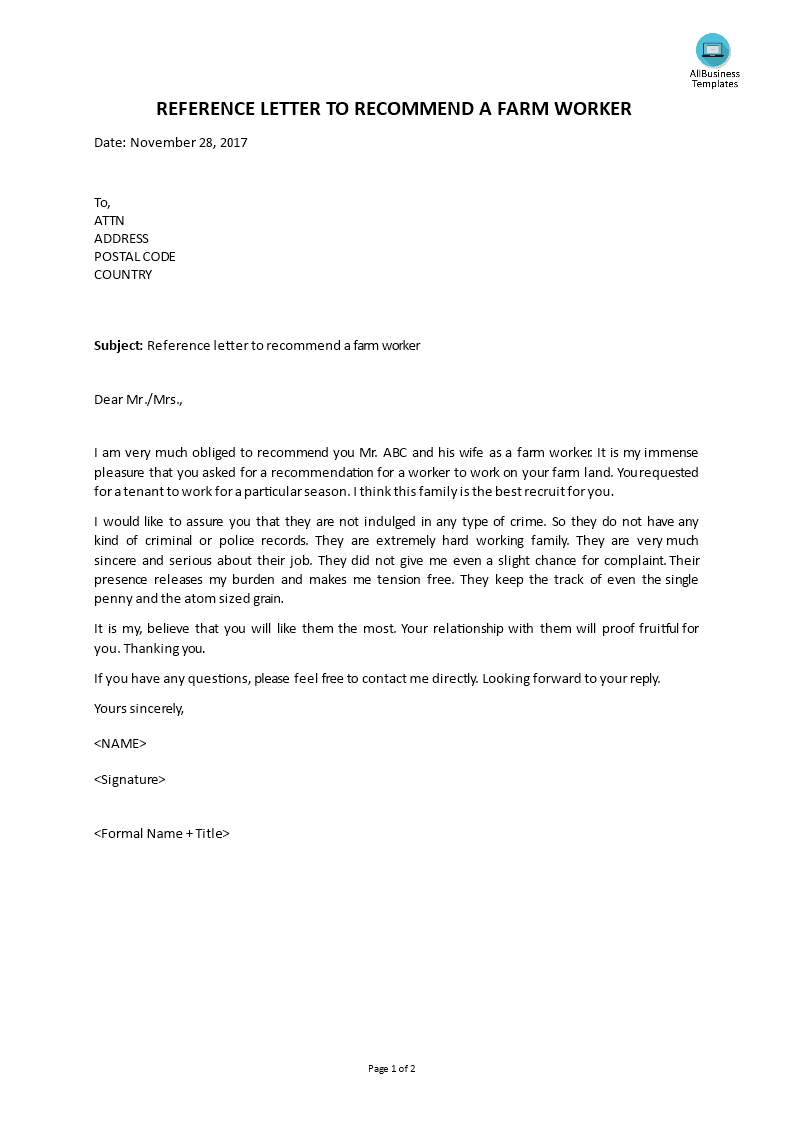 Landlord Reference Letter Template Templates At intended for size 793 X 1122