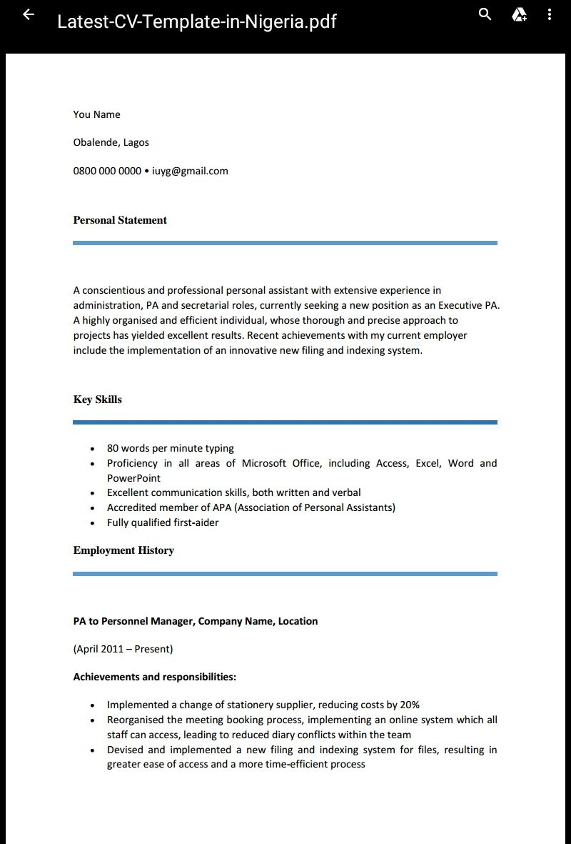 Latest Cv Format In Nigeria Recommended Hr Cv Format inside dimensions 800 X 1181