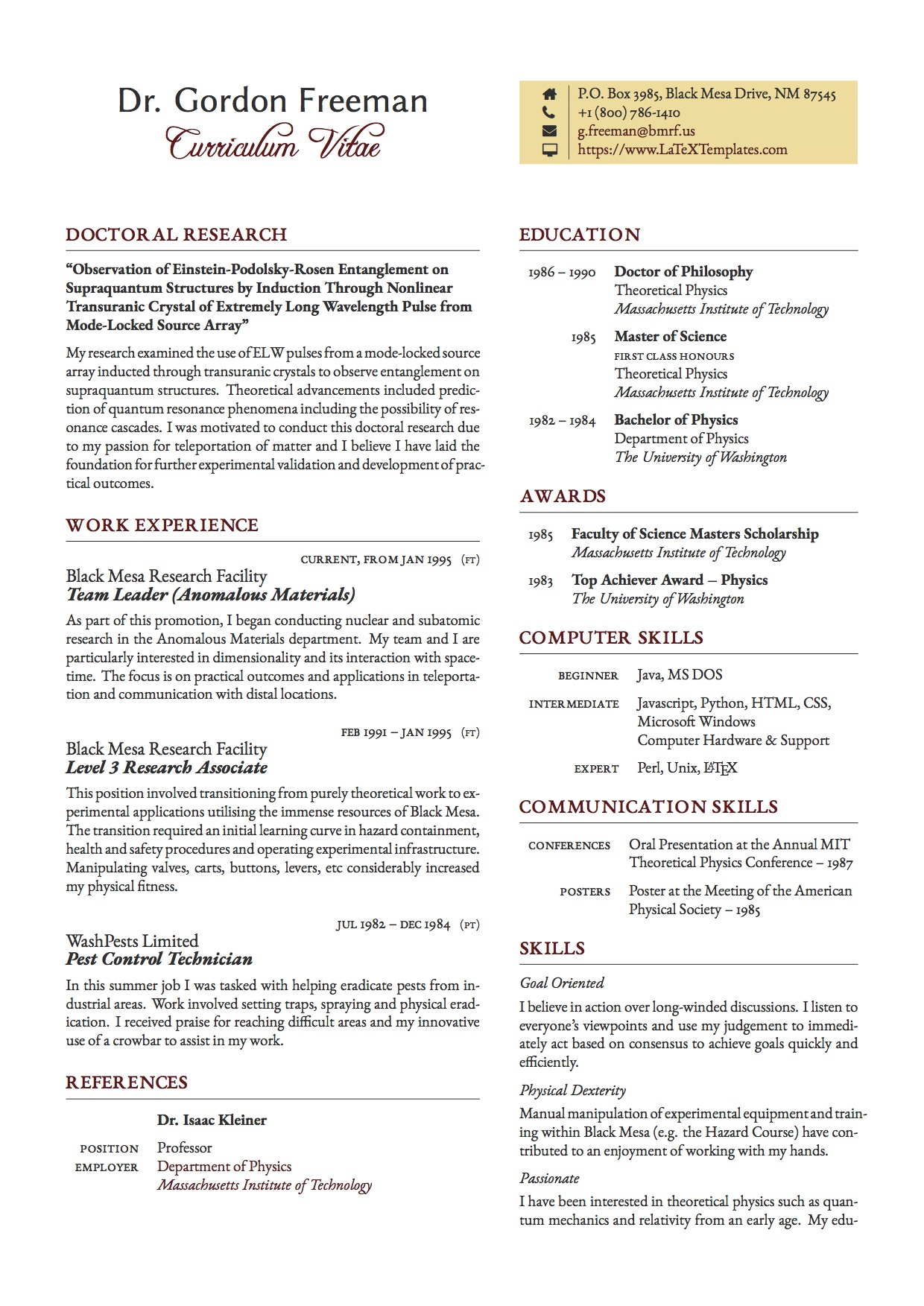 Latex Templates Curricula Vitaersums in dimensions 1240 X 1753