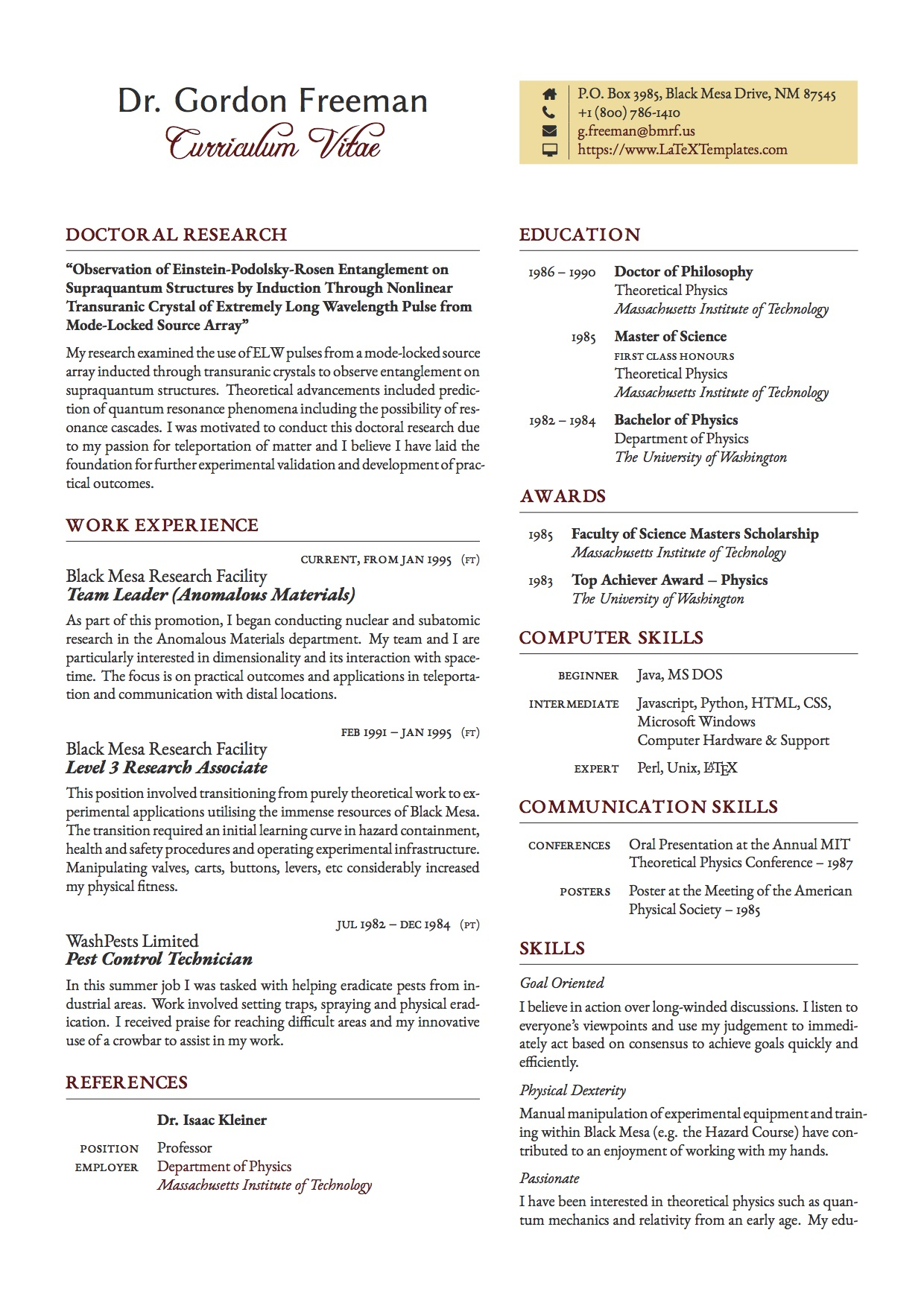 latex template for conference program schedule
