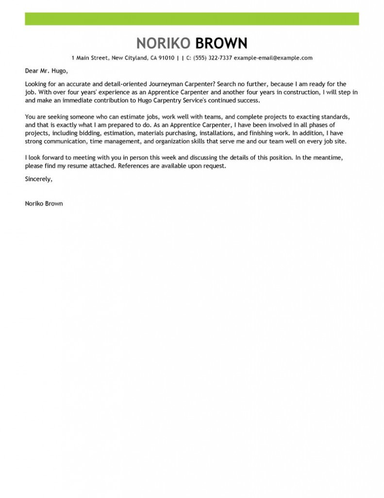 Leading Construction Cover Letter Examples Resources in proportions 791 X 1024
