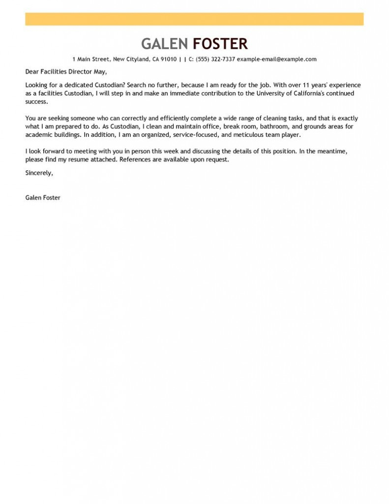 Leading Maintenance Janitorial Cover Letter Examples for proportions 791 X 1024