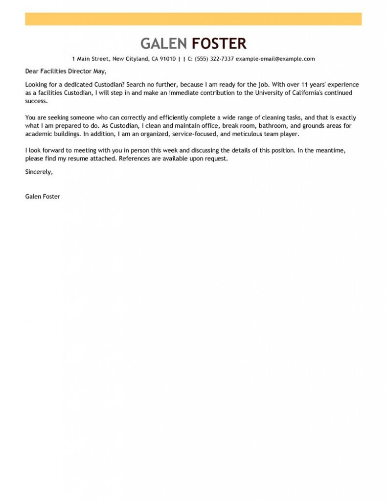 Leading Maintenance Janitorial Cover Letter Examples within size 791 X 1024