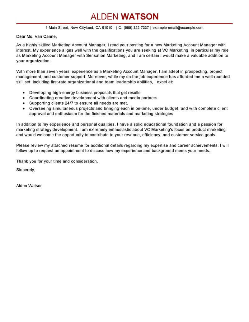 Leading Professional Account Manager Cover Letter Examples regarding dimensions 800 X 1035