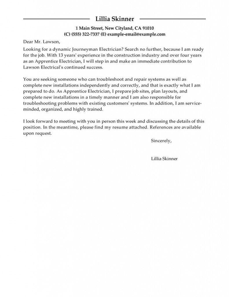 cover letter for apprenticeship