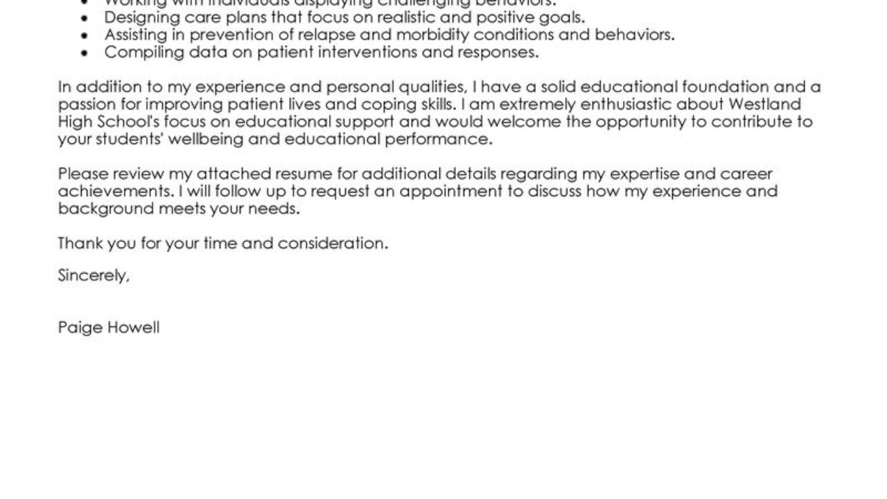 Leading Professional Behavior Specialist Cover Letter pertaining to sizing 1280 X 720