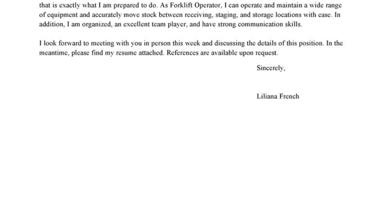 Leading Professional Forklift Operator Cover Letter Examples throughout sizing 1280 X 720