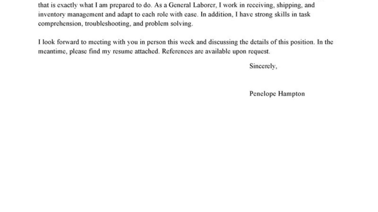 Leading Professional General Labor Cover Letter Examples pertaining to measurements 1280 X 720