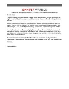 Leading Professional Legal Secretary Cover Letter Examples in proportions 800 X 1035