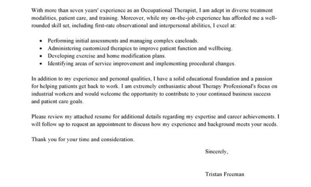 Leading Professional Occupational Therapist Cover Letter for sizing 800 X 1035