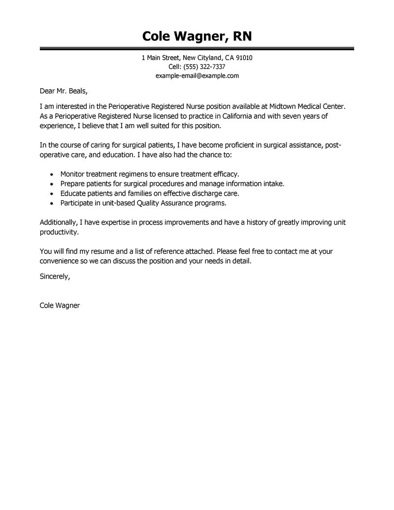 Leading Professional Perioperative Nurse Cover Letter for measurements 800 X 1035