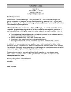 Leading Professional Restaurant Manager Cover Letter with regard to sizing 800 X 1035