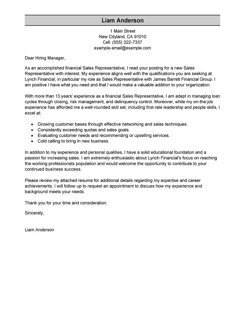 Leading Professional Sales Representative Cover Letter within measurements 800 X 1035