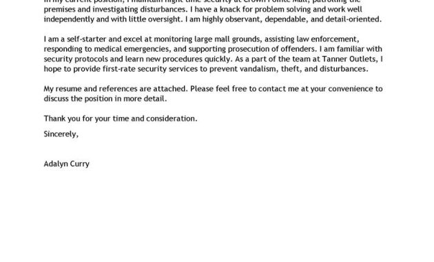 Leading Professional Security Guard Cover Letter Examples in dimensions 800 X 1035