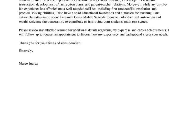 Leading Professional Teacher Cover Letter Examples in measurements 800 X 1035