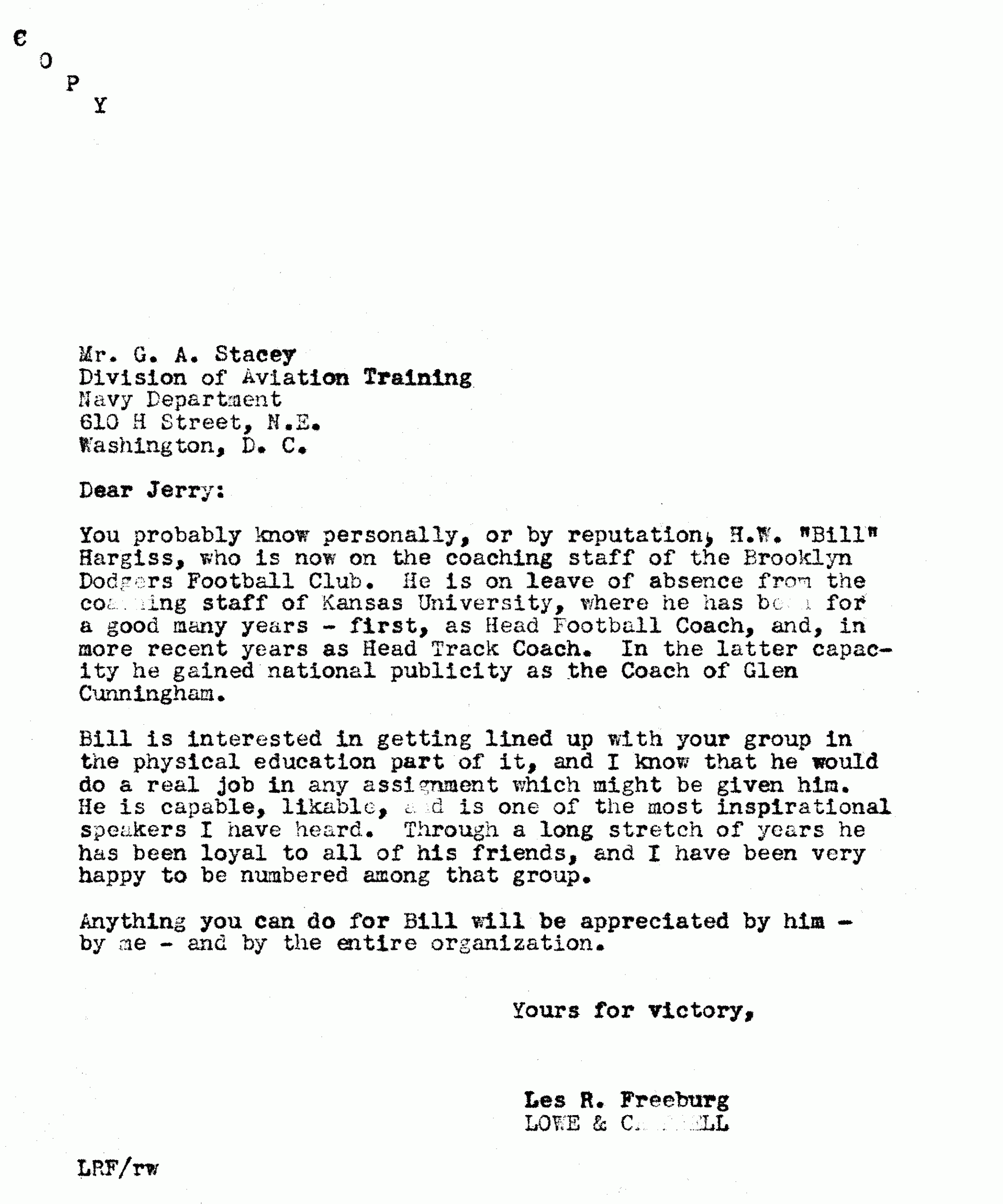 Les Freeburg Letter Recommending Hargiss To Us Navy inside proportions 2221 X 2668