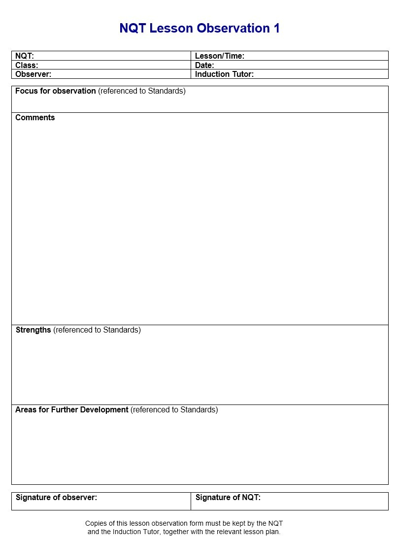 Lesson Observation Forms Discussed With Examples Standards intended for proportions 810 X 1094